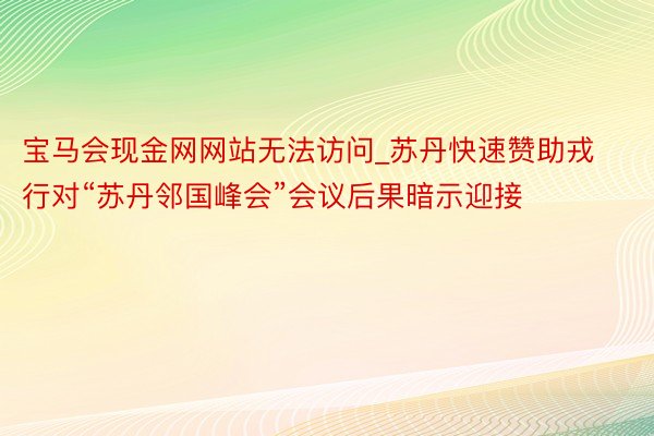 宝马会现金网网站无法访问_苏丹快速赞助戎行对“苏丹邻国峰会”会议后果暗示迎接