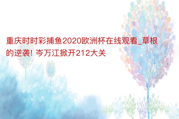 重庆时时彩捕鱼2020欧洲杯在线观看_草根的逆袭! 岑万江掀开212大关