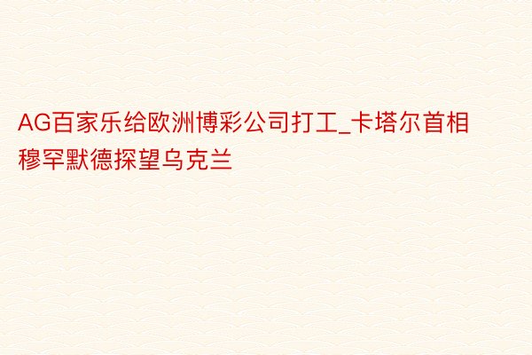 AG百家乐给欧洲博彩公司打工_卡塔尔首相穆罕默德探望乌克兰