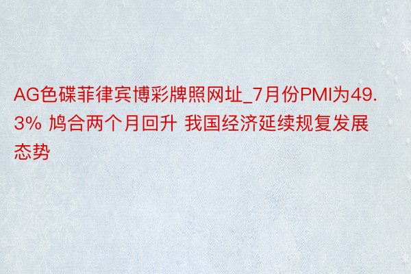 AG色碟菲律宾博彩牌照网址_7月份PMI为49.3% 鸠合两个月回升 我国经济延续规复发展态势