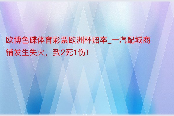 欧博色碟体育彩票欧洲杯赔率_一汽配城商铺发生失火，致2死1伤！