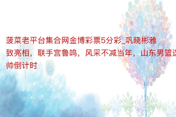 菠菜老平台集合网金博彩票5分彩_巩晓彬雅致亮相，联手宫鲁鸣，风采不减当年，山东男篮选帅倒计时