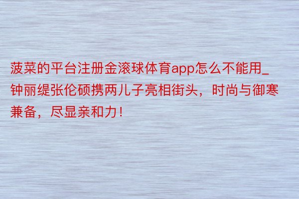 菠菜的平台注册金滚球体育app怎么不能用_钟丽缇张伦硕携两儿子亮相街头，时尚与御寒兼备，尽显亲和力！