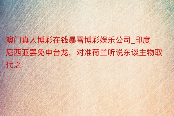 澳门真人博彩在钱暴雪博彩娱乐公司_印度尼西亚罢免申台龙，对准荷兰听说东谈主物取代之